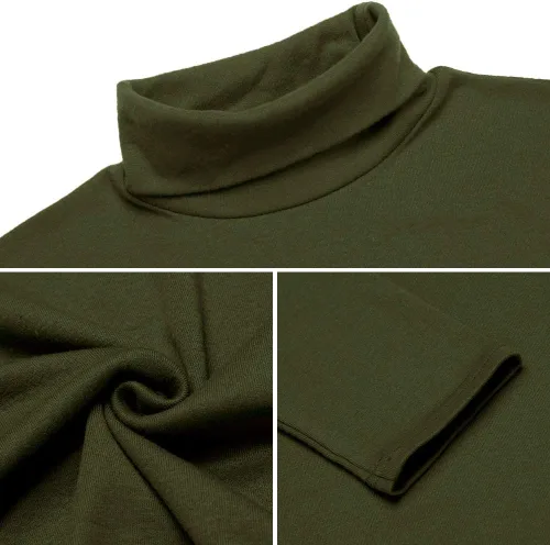 Vista 53 de Camiseta de manga larga para hombre, ajustada, ligera, con cuello de tortuga
