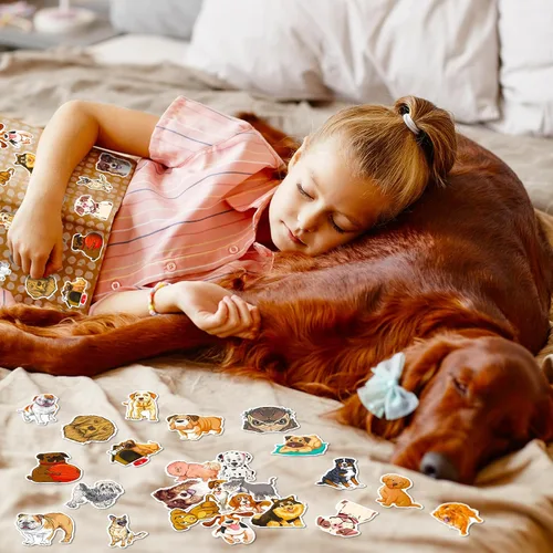 Vista 7 de The Dog Stickers 50 piezas de vinilo impermeable acuarela paquete de calcomanías de viaje para botella de agua, portátil, guitarra, patineta, coche