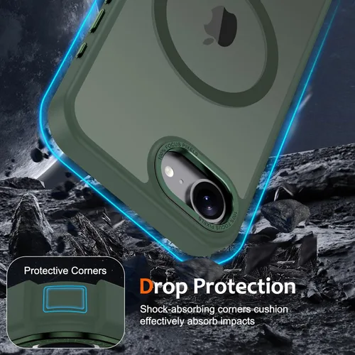 Vista 1269 de Anuck - Funda magnética para iPhone 11 compatible con MagSafe, carcasa trasera mate translúcida dura, borde de TPU, delgada, resistente a impactos