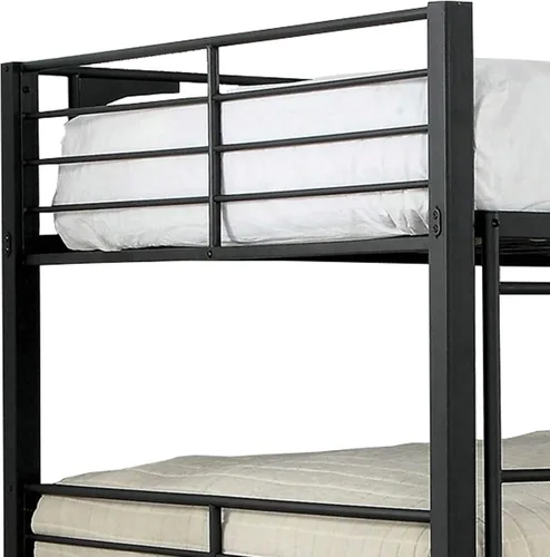 Vista 5 de Benjara - Litera de tres pisos de estilo industrial con escalera