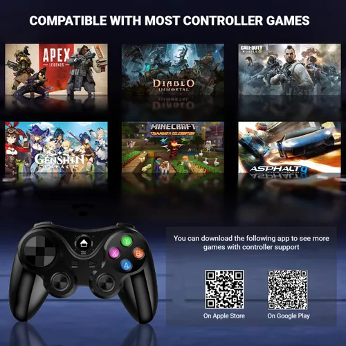 Vista 3 de arVin Wireless Game Controller for iOS & Android, Bluetooth Gamepad Joystick with Phone Holder for iPhone 15/14/13/12, Samsung Galaxy S22/S21/S20
