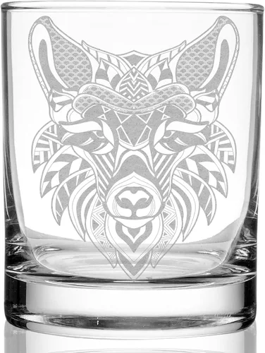 Vista 4 de SPIRIT ANIMAL BEAR - Rocas de whisky grabadas de vidrio de 11.5 onzas Inspirado en criaturas de animales de la naturaleza Gran idea de regalo