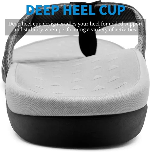 Vista 4 de Sandalias ortopédicas para hombre con soporte de arco para fascitis plantar, pies planos, para interiores y exteriores, sandalias de playa