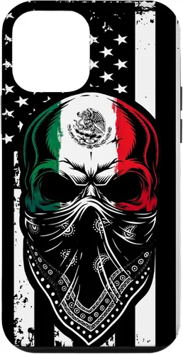 Vista 16 de Funda vintage para iPhone 17 con diseño de calavera mexicana de Estados Unidos y bandera mexicana del 4 de julio