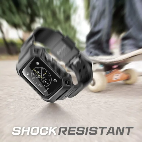 Vista 5 de SUPCASE Funda para Apple Watch 3 de 1.496 pulgadas con correa (Unicorn Beetle Pro), [antiarañazos] [protector de parachoques] resistente funda Negro
