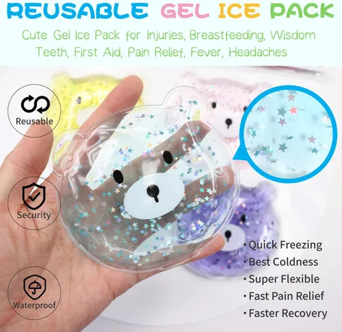 Vista 6 de Paquete de hielo Boo Boo, paquete de hielo reutilizable, reducción de fiebre auxiliar, paquete frío caliente para lesiones, muelas del juicio