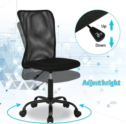 Vista 4 de Silla de oficina de malla con soporte lumbar, silla de escritorio ergonómica, moderna, negra