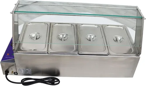 Vista 5 de INTBUYING 4-Pot Buffet Calentador de Alimentos 110V1500W Sartén Profundo Acero Inoxidable
