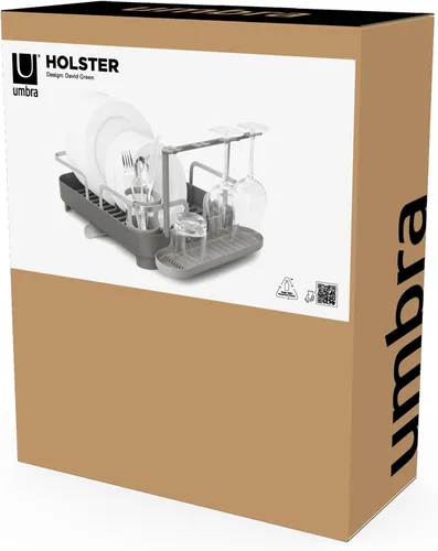 Vista 19 de Umbra Escurridor de platos con funda de plástico moldeado con boquilla de drenaje, carbón