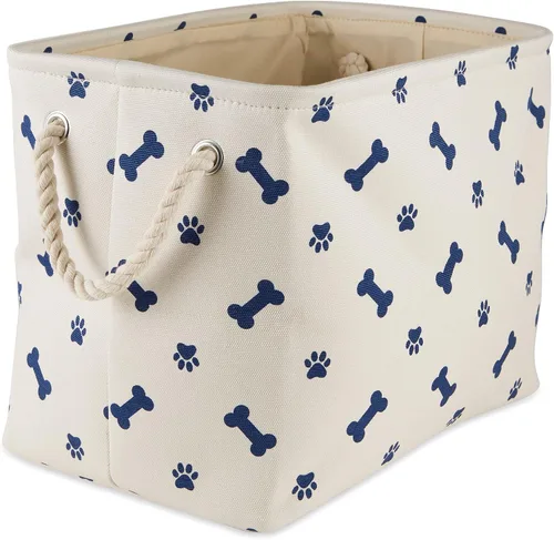 Vista 19 de Bone Dry Pet Storage Collection - Estampado de patas y huesos, rectángulo pequeño, 14 x 8 x 9 pulgadas, color negro
