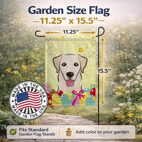 Vista 683 de Caroline's Treasures BB1923GF Bandera decorativa para jardín con diseño de Border Collie, para caza de huevos de Pascua, para jardín, jardín, patio