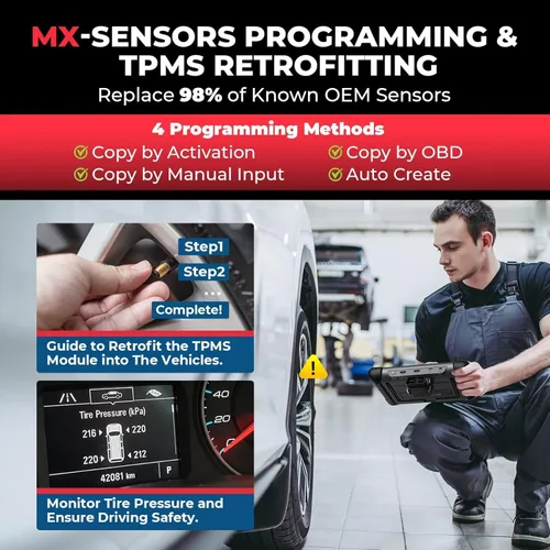 Vista 5 de Autel-Escáner TPMS MaxiCOM MK808S-TS, verificac./activac./reaprendizaje TPMS, programac. de sensores MX, diagnóstico de sistemas BT, prueba activa