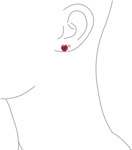Vista 4 de Romantic Cubic Zirconia Red AAA CZ Infinity Sexy Devil Heart Necklace Stud Earring Pendant Jewelry Set For Women Teen Rose Gold Plated .925 Sterling