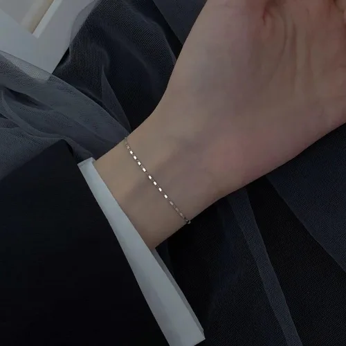 Vista 5 de ERLOSYA Pulseras de plata de ley para mujerdijes de cadena de plata 925 para adolescentes y niñaspulsera de plata ajustable delicada joyería regalo