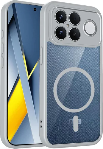 Vista 539 de Funda magnética transparente compatible con Xiaomi 17T, color negro 2 en 1 PC + TPU cubierta de teléfono a prueba de golpes, carcasa protectora
