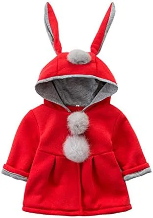 Vista 2 de Abrigo con capucha para bebé, para otoño e invierno, chaquetas de conejo dulce, ropa exterior
