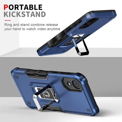 Vista 6 de Funda para Samsung Galaxy A03 Core, soporte magnético de anillo de metal, cubierta probada contra caídas, compatible con soporte magnético