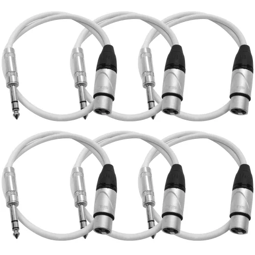 Vista 10 de Seismic Audio - SATRXL-F2-6 Paquete de cable de conexión XLR negro de 2 pies XLR hembra a 1/4" TRS