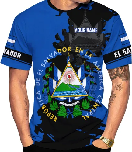 Vista 6 de Ligthuy - Camisa de El Salvador con nombre personalizado 3D, camiseta con la bandera de El Salvador para hombres y mujeres, camisetas unisex S-5XL