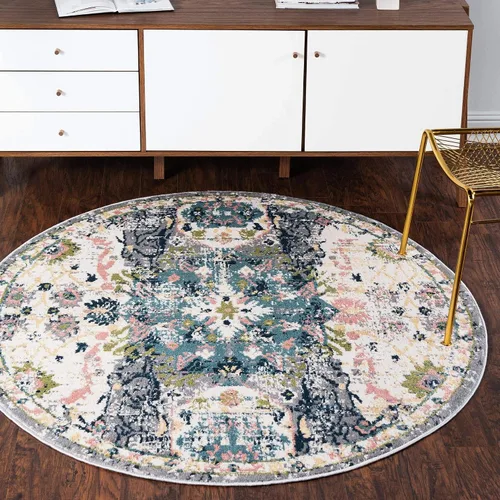Vista 21 de Unique Loom Sumter Collection - Alfombra Aiken (2 x 6 pies, color rosa y azul)