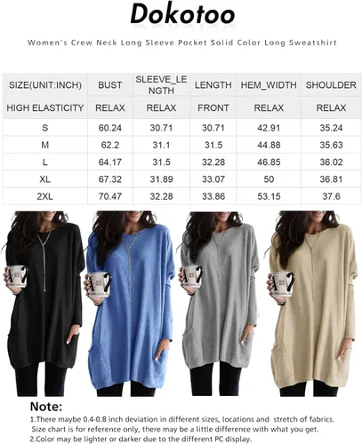 Vista 6 de Dokotoo Camisas casuales de manga larga para mujer, sudaderas ligeras con bolsillos