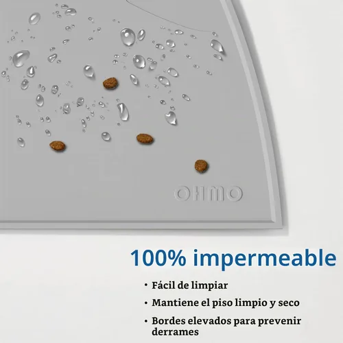 Vista 4 de OHMO - Tapete de silicona para comida para gatos, tapete de alimentación de mascotas para el piso, antideslizante e impermeable, bandeja para agua