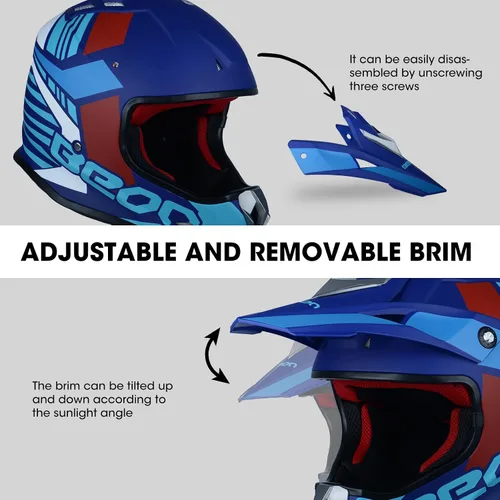 Vista 3 de BEON Adult Dirt Bike Helmets Motocross ATV Dirtbike BMX MX Offroad Full Face Motorcycle Helmet, DOT Certified Model B602