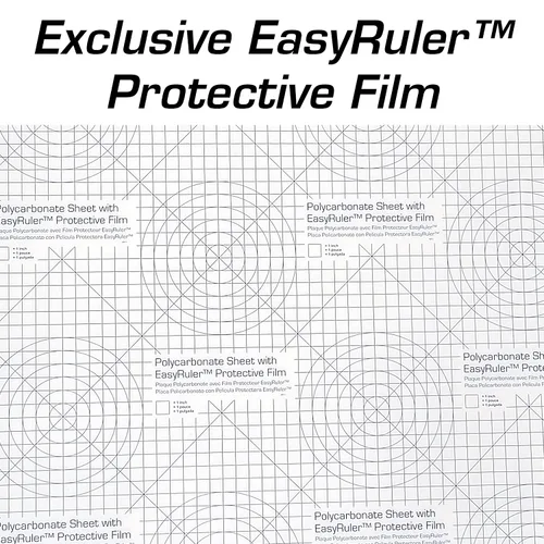 Vista 4 de Lámina de plástico transparente de policarbonato de 12" x 24" x 0.030" (1/32") exacta con película EasyRuler, resistente a roturas, más fácil