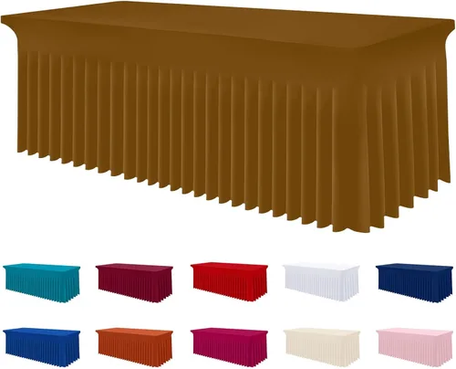 Vista 73 de Smiry Mantel de Spandex, Mantel Elástico Ajustable Extensible para Mesas Rectangulares de 6 Pies, Falda Cubierta de Mesa Impermeable y Lavable
