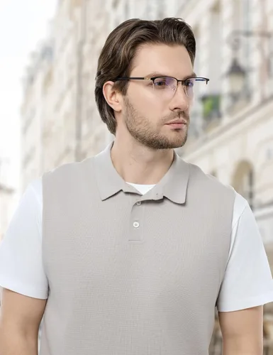 Vista 2 de ZanyLen Blue Light Blocking Glasses Men Computer Gaming Glasses Rectangle Metal Semi-rimless Frame