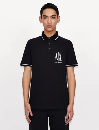 Vista 5 de AX ARMANI EXCHANGE Polo bordado con logotipo de icono para hombre