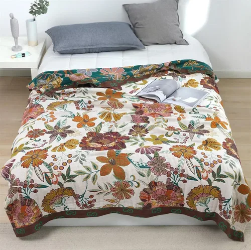 Vista 135 de MSGKV - Manta bohemia/primaveral de algodón para sofá y sala de estar, de gasa acogedora, de 50 x 60 pulgadas 50"x60" Cotton Throw, Woven Bird
