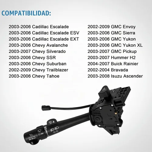 Vista 2 de Interruptor de señal de giro para Chevy Silverado Tahoe Suburban Avalanche Trailblazer GMC Sierra Envoy Yukon 2002-2009, interruptor multifunción