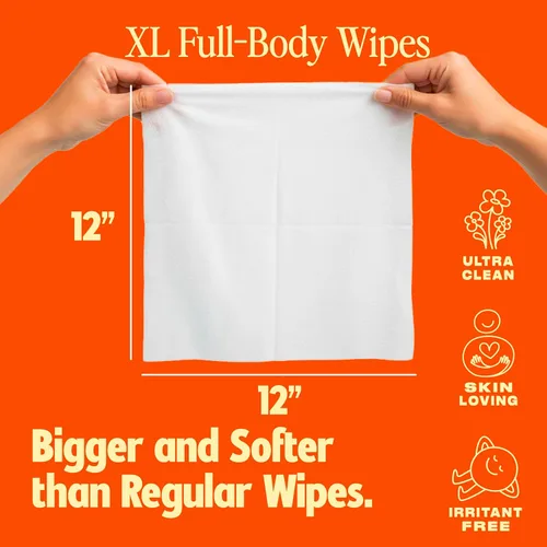 Vista 2 de Toallitas corporales HyperGo XL para mujeres y hombres – 30.5 cm x 30.5 cm Toallitas de limpieza corporal completas sin enjuague, 20
