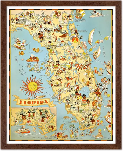 Vista 17 de Poster Master Póster retro de viaje con mapa monumental vintage de Florencia, arte italiano, gran regalo para hombres, mujeres, amantes