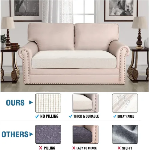 Vista 270 de H.VERSAILTEX Fundas de Cojín de Asiento Individuales Super Elásticas Fundas de Sofá Fundas de Cojín de Sofá Fundas Deslizables Juegos Tela de Sarga