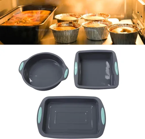 Vista 6 de 3 moldes de silicona para pan, juego de utensilios de silicona para hornear antiadherentes, resistentes al calor, utensilios para hornear y horno