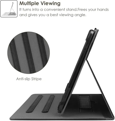 Vista 2 de HGWALP Funda universal para tablet de 9, 9.7, 10.1, 10.2, 10.5, 10.9 y 11 pulgadas, funda para tablet con múltiples ángeles de visión con correa
