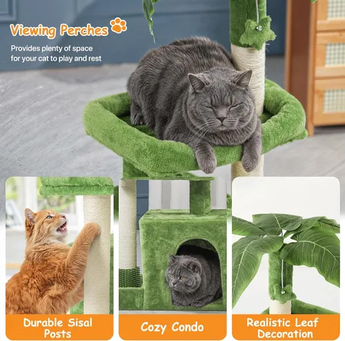 Vista 5 de Colección Athena - Pequeño Árbol para Gatos con Torre y Rascador, Árbol para Gatos Moderno y Bonito de 32 Pulgadas con Confortable Nido, Bola
