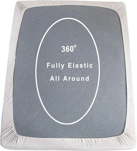 Vista 4 de PURE ERA Sábana bajera ajustable de algodón de punto de jersey (sin sábana encimera ni fundas de almohada) con bolsillo profundo de hasta 15 a 20