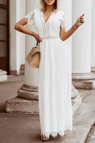 Vista 2 de Vestido de boda de encaje floral para dama de honor, cóctel, fiesta, maxivestido