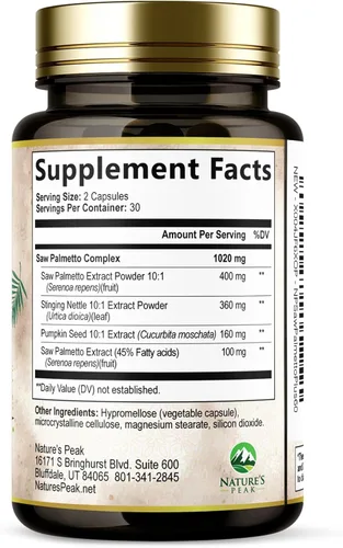Vista 9 de Saw Palmetto - Suplementos de salud para próstata para hombres, 1000 mg, 3 veces más fuerza con semillas de calabaza, bloqueador de DHT, salud