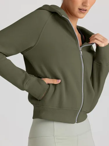 Vista 3 de Trendy Queen Sudaderas con capucha y cremallera para mujer, chaquetas Verde Armada (ArmyGreen)