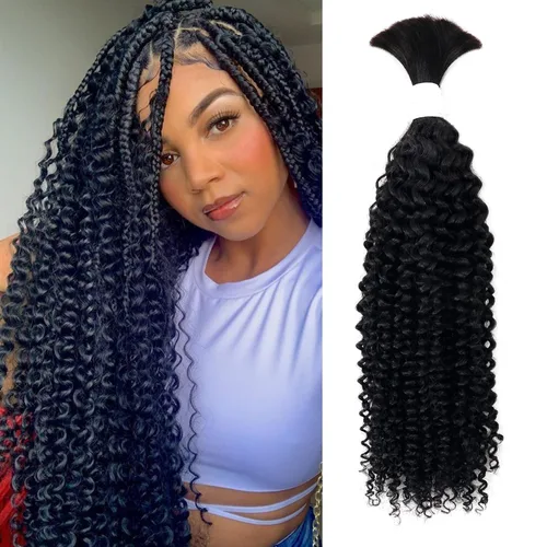 Vista 36 de Liqusee Cabello Humano para Trenzar 3.53 oz Un Paquete 14 Pulgadas Negro Natural Ondulado Rizado a Granel Cabello Humano para Trenzar Sin Trama 100%