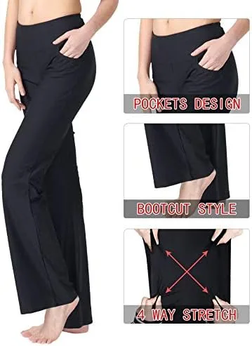 Vista 5 de Keolorn Pantalones de yoga para mujer con bolsillos, cintura alta, pantalones de entrenamiento de yoga para mujer