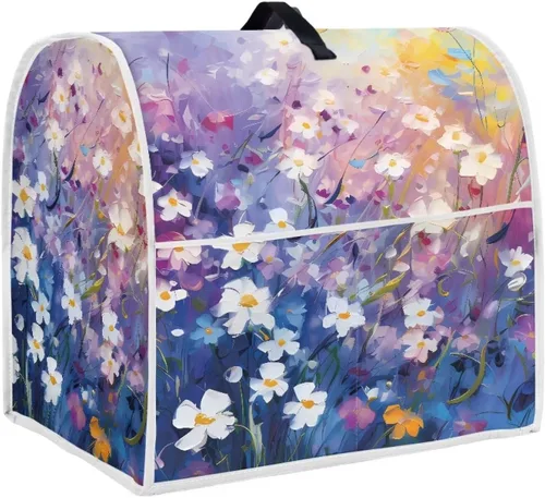 Vista 22 de UNICEU Protector de cubierta de batidora de soporte de cocina con estampado retro de mariposa de girasol, con mango superior, cubierta de polvo