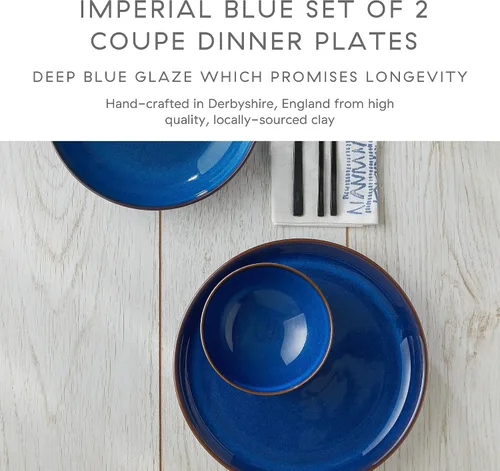 Vista 2 de Denby 1048825 - Juego de platos llanos (2 piezas, color azul imperial)