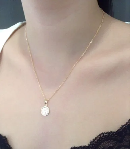 Vista 7 de Collar con medalla del Espíritu Santo de 17,2 pulgadas, cadena chapada en oro de 18 quilates