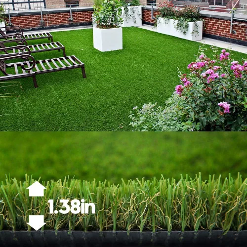 Vista 3 de Césped artificial de 1,38 pulgadas, 4 tonos para interiores y exteriores, césped artificial/césped de jardín (3 pies x 10 pies)