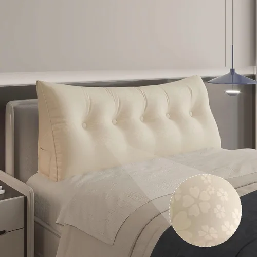 Vista 25 de WOWMAX - Almohada grande triangular con respaldo para cabecera, almohada de posicionamiento para lectura en forma de cuña, con funda extraíble